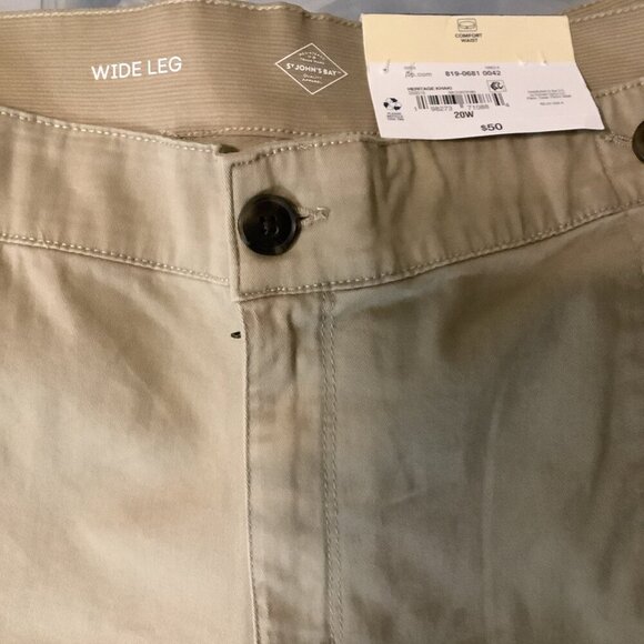 St. John's Bay Womens Pants Size 20W Mariner Wide Leg Heritage Khaki Tan Sailor - Picture 4 of 8